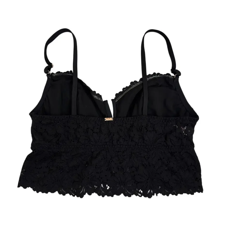 PINK Victoria's Secret Black Whimsygoth Lace Adjustable Bralette Tank Medium